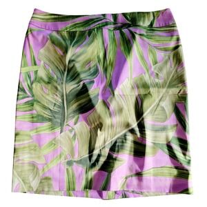 Talbots 12 A-Line Skirt Purple Green Floral Silk Blend Short No Lining NWOT‎